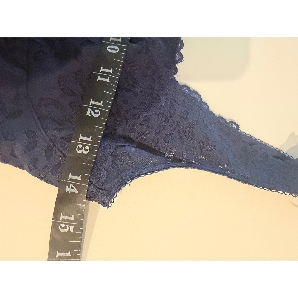 PINK Victoria's Secret Navy Blue Floral Lace Corset Top Small‎ Sheer Mesh Back - Picture 7 of 8